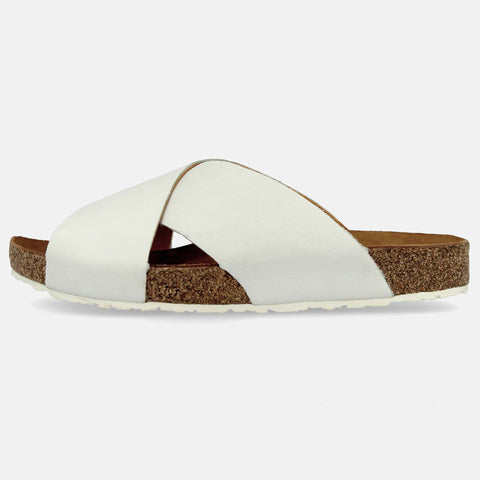 Haflinger Sandale Mio in Weiss aus Leder mit Riemen Seitenansicht